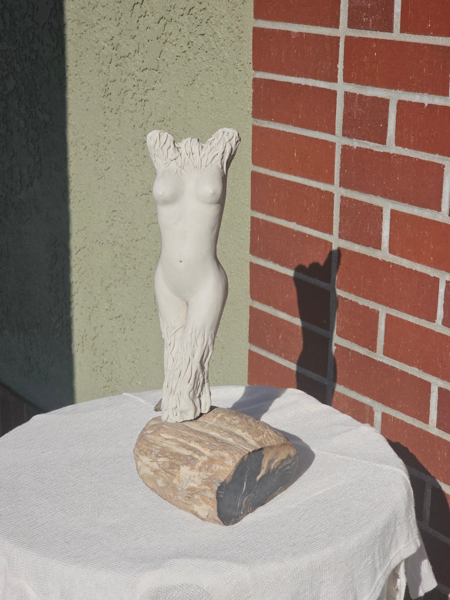 Goddess Sculpture on Black Petrified Wood