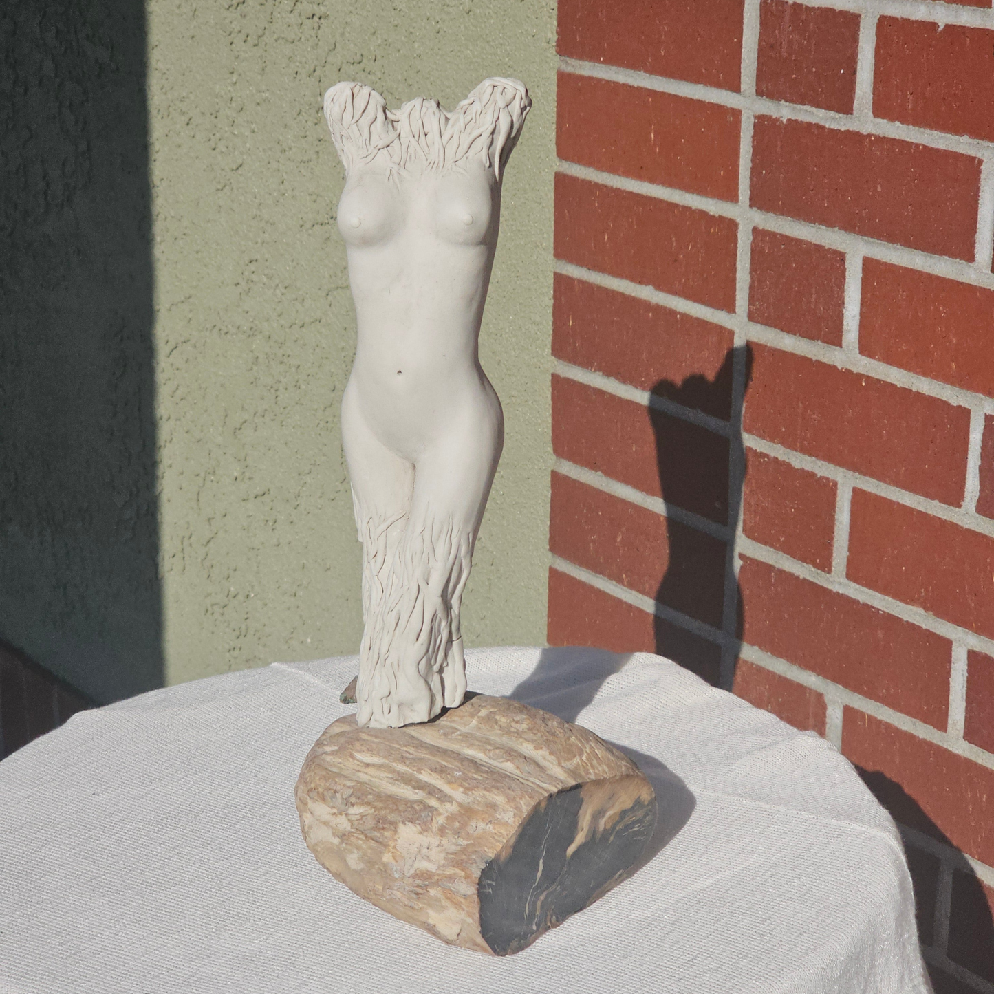 Goddess Sculpture on Black Petrified Wood