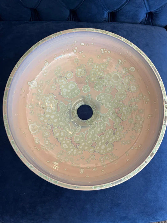 Soft Aqua with subtle crystal formations Vessel Sink